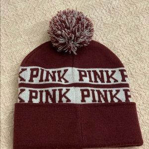 Burgundy PINK Pom Pom beanie!
